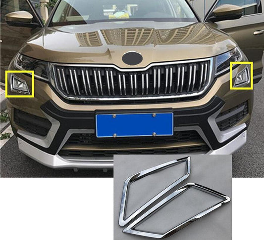 Skoda Kodiaq Chrom Nebelscheinwerfer Licht Abdeckung Rahmen Vorne