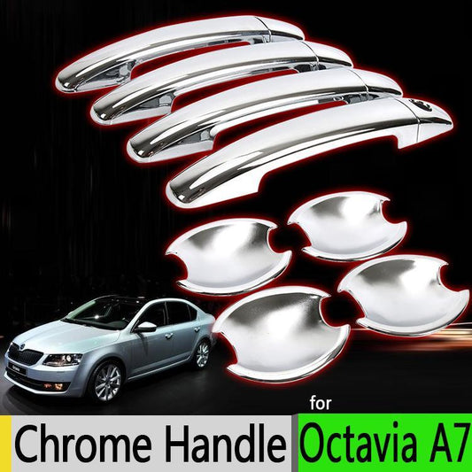 Skoda Octavia A7 Chrom Außen Türgriff Schalen Mulden Tür Kappen Abdeckung
