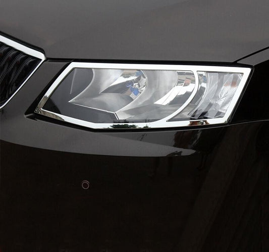 Skoda Octavia A7 Chrom Scheinwerfer Leuchte Vorderes Licht Abdeckung