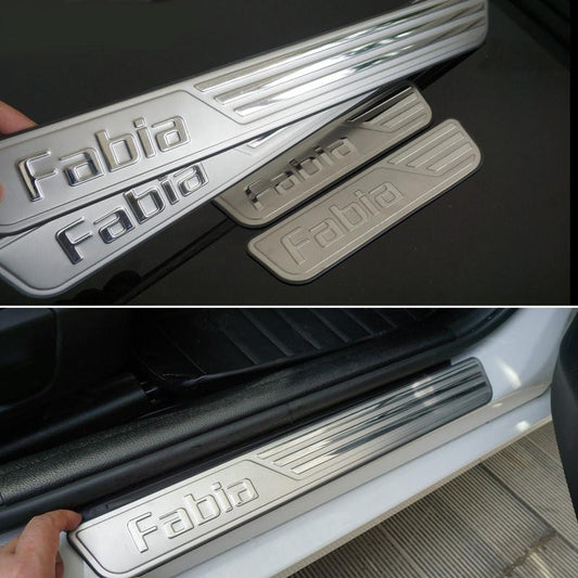 Skoda Fabia 2 & 3 Edelstahl Einstiegs Leisten Tür Schweller Auflage Abdeckung
