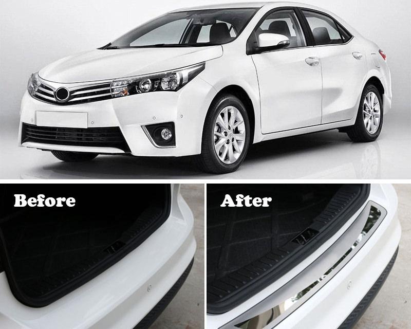 Toyota Corolla E170 Edelstahl Ladekantenschutz Abkantung Stoßstange Schutz