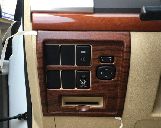 Toyota Land Cruiser J200 Chrom Holz Imitation Licht Seiten Spiegel Schalter Abdeckung