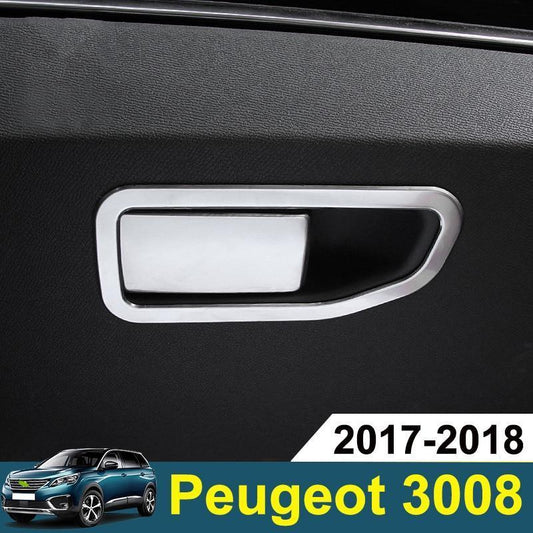Peugeot 3008 II / 5008 II Edelstahl Griff Hebel Handschuh Fach Kasten Abdeckung Rahmen