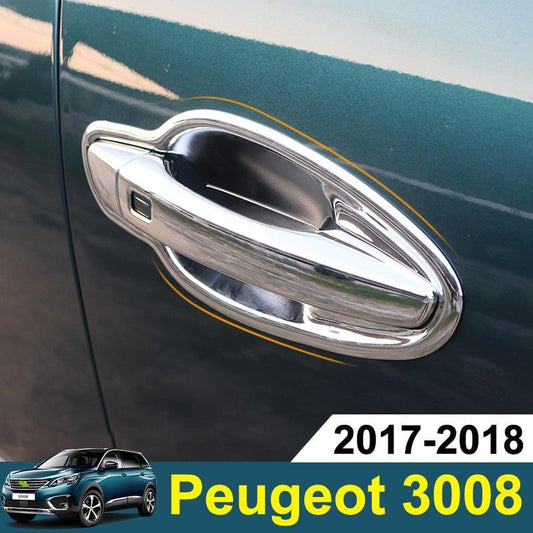 Peugeot 3008 II Chrom Außen Türgriff Schalen Mulden Tür Kappen Abdeckung