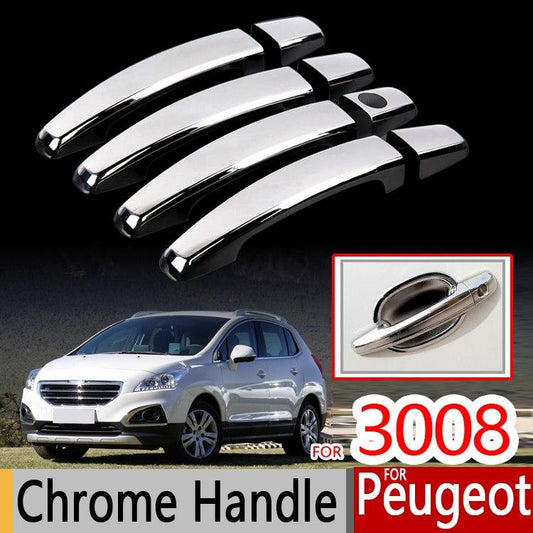 Peugeot 3008 I Chrom Außen Türgriff Tür Schalen Mulden Abdeckung