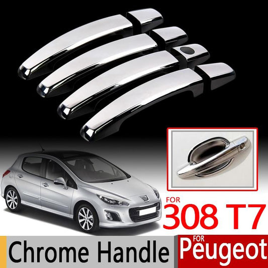 Peugeot 308 I T7 Chrom Außen Türgriff Schalen Mulden Tür Kappen Rahmen Abdeckung
