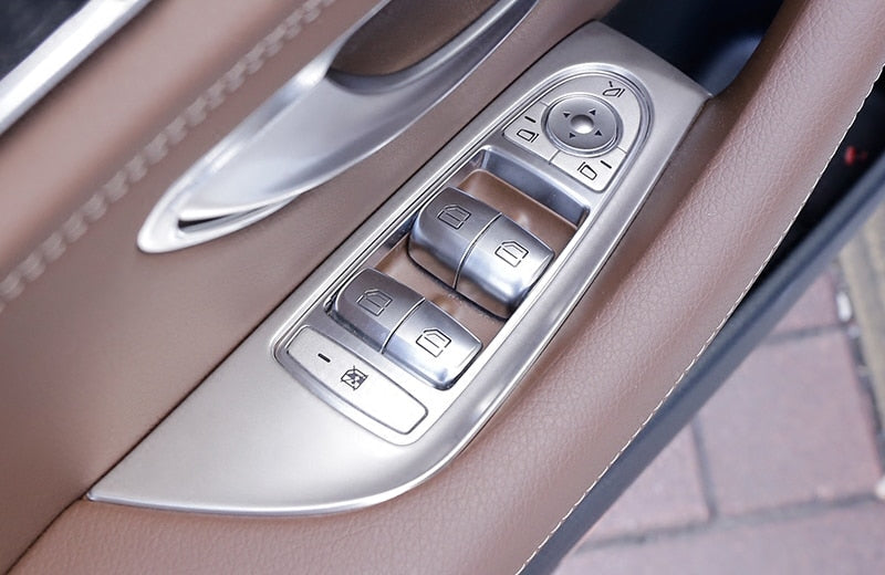 Mercedes E W213 Edelstahl Fenster Heber Schalter Taster Abdeckung Rahmen