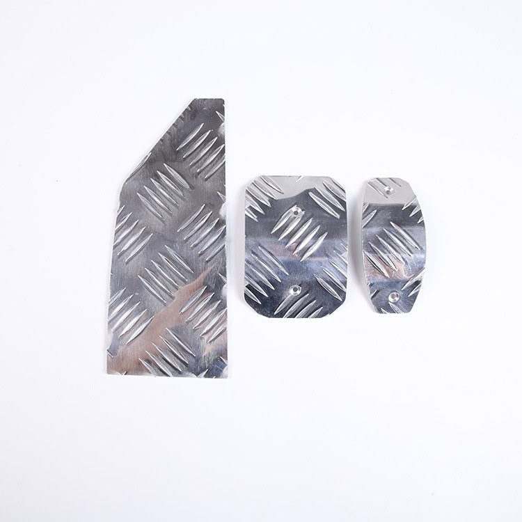 Geeignet für Fiat 500 (Baujahre 2010-2015) Gaspedal- und Bremspedalabdeckung, Aluminiumlegierung, silberfarben, 3-teiliges Set