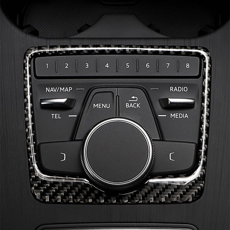 Audi A4 A5 B9 Carbon Mittelkonsole Menu Radio Knopf Schalter Abdeckung Rahmen