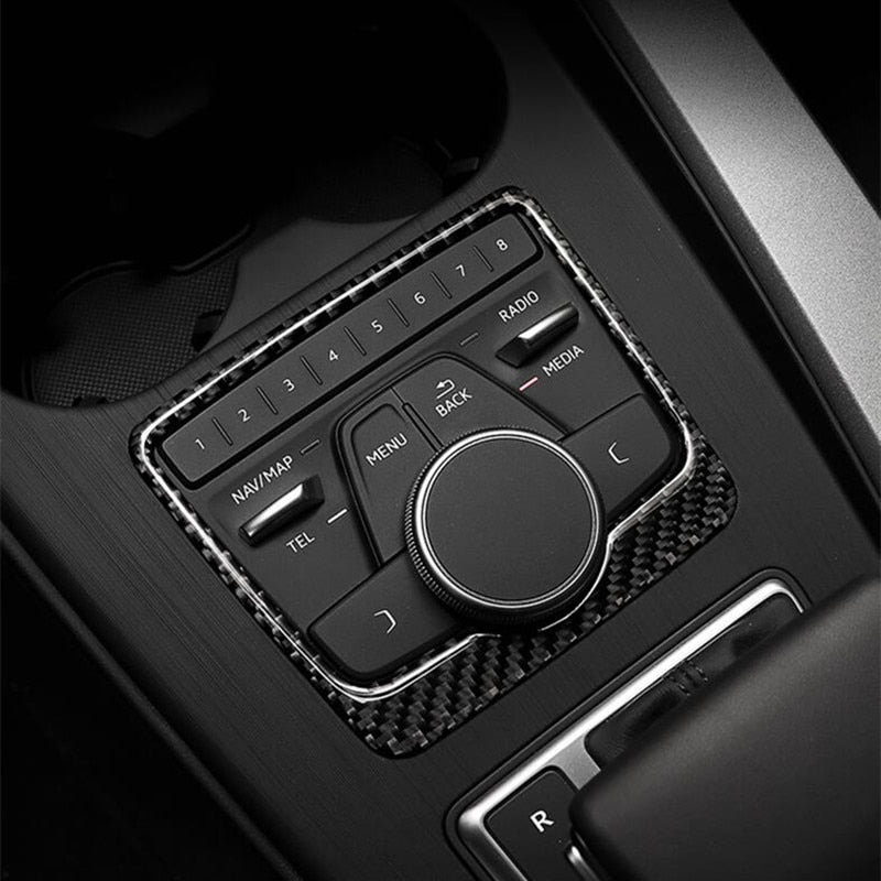 Audi A4 A5 B9 Carbon Mittelkonsole Menu Radio Knopf Schalter Abdeckung Rahmen