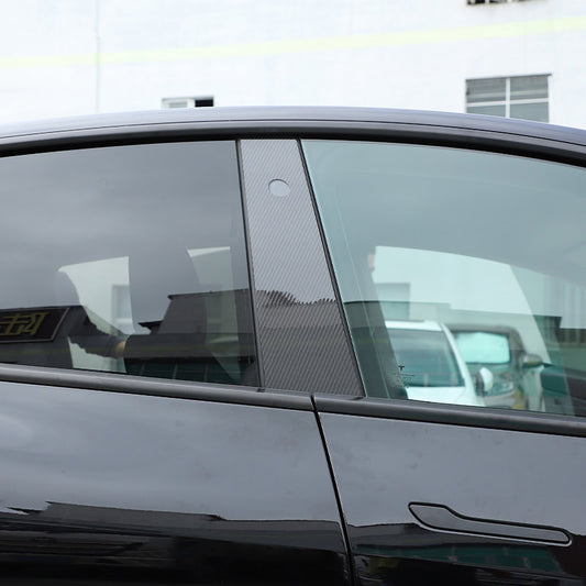 Geeignet für Tesla Model 3/Y (Baujahre 2016–2022) B-Säulen-Dekoraufkleber, 2-teiliges Set aus Carbonfaser.