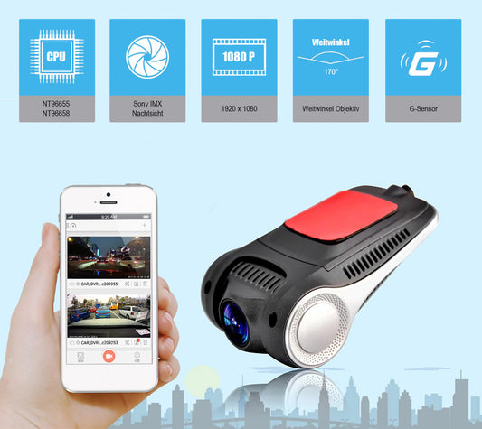 1080P Auto Dash Kamera Videorekorder Fahraufzeichnung mit WiFi &amp; Nachtsicht