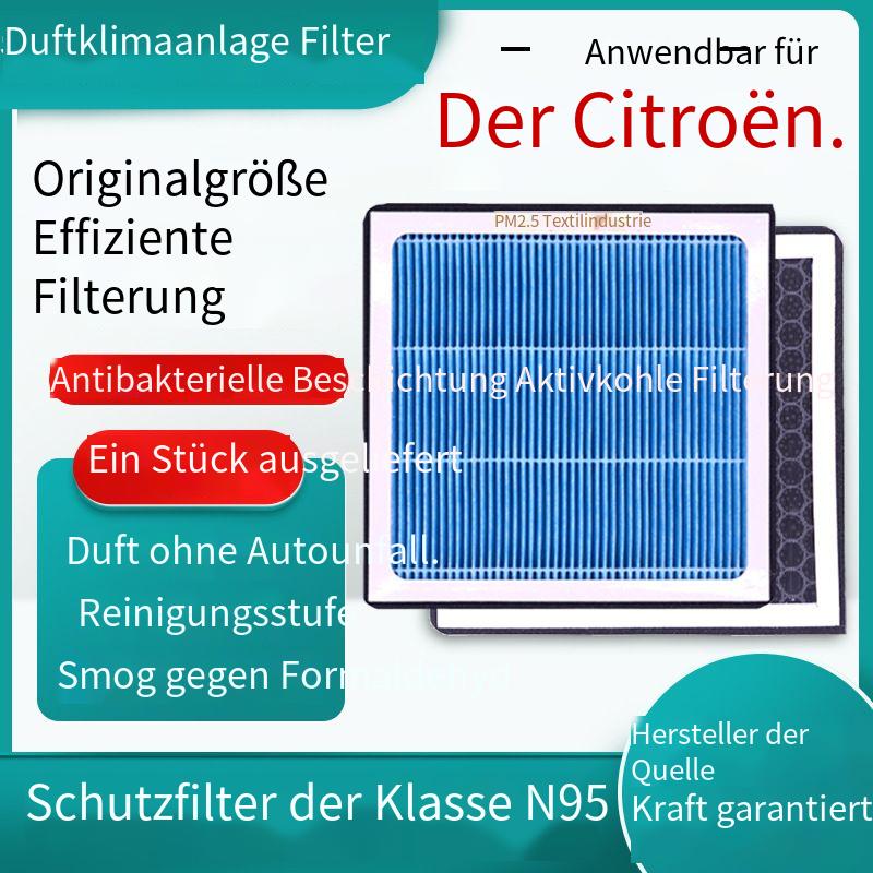 Geeignet für Citroën Duft-Klimaanlagenfilter, Aktivkohle N95-Grad, Auto-Klimaanlagenfilter, PM2.5-Filterung