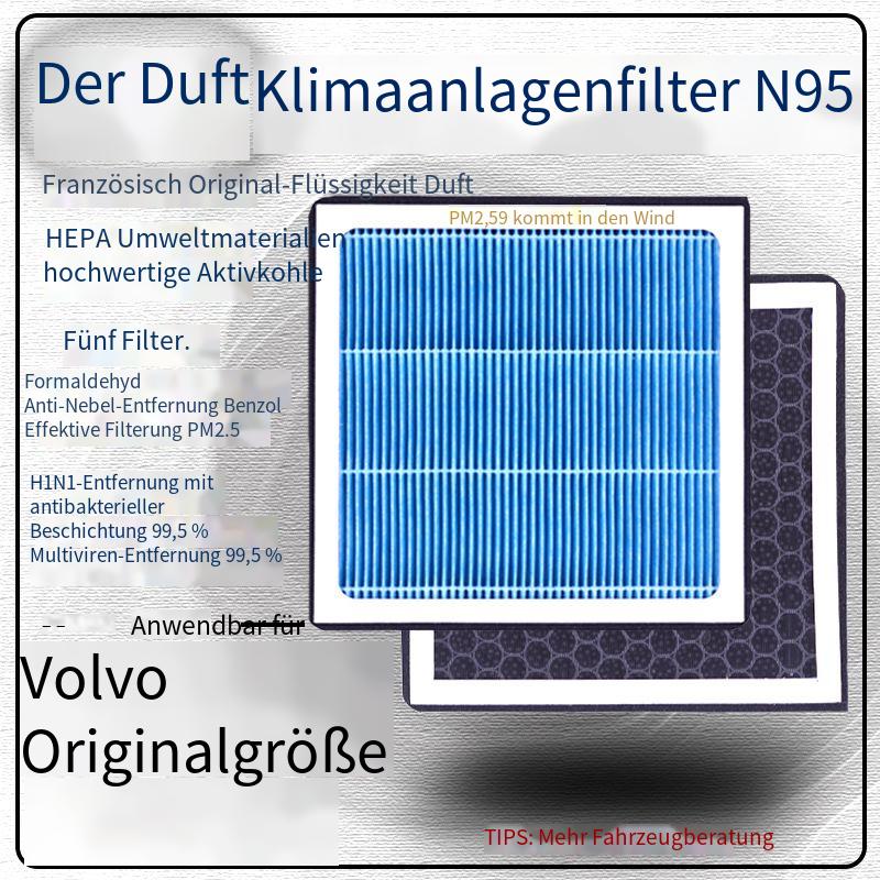 Geeignet für Volvo Duft-Klimaanlagenfilter, Aktivkohle N95-Grad, Auto-Klimaanlagenfilter, PM2.5-Filterung