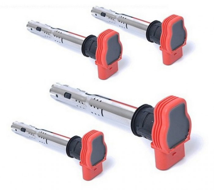 Audi R8 Performance Zündspulen-Set (4 Stück) – Rote Hochleistungs-Zündmodule für TFSI/FSI Motoren – Kompatibel mit Audi & VW Modellen