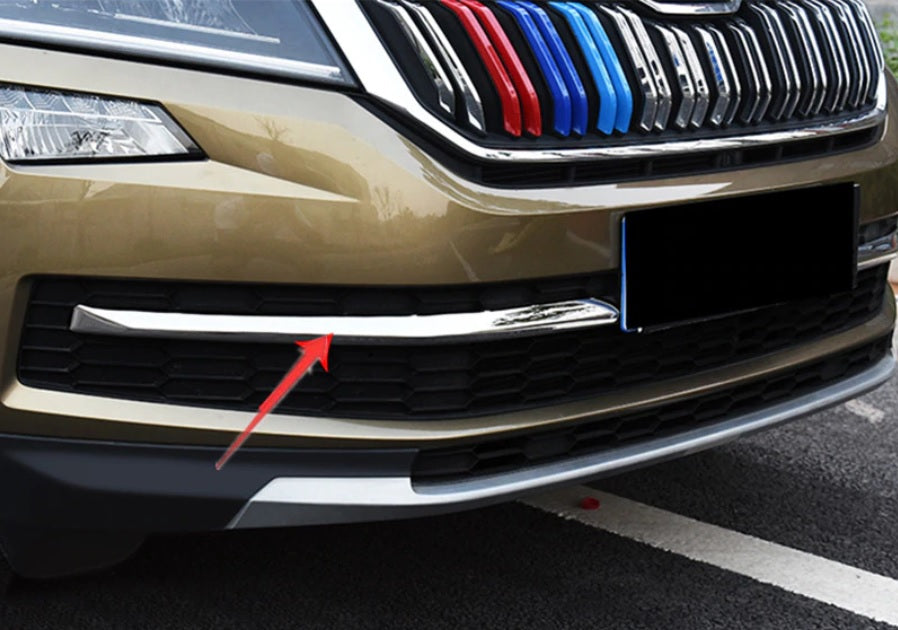 Skoda Kodiaq Chrom Stossleiste Kühlergrill Vorne Leiste Abdeckung