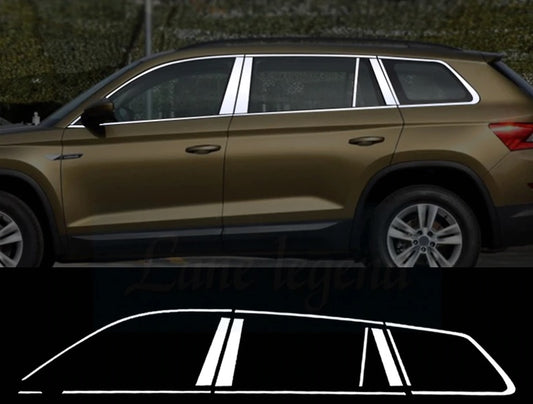 Skoda Kodiaq Chrom Zierleiste Zierstab Chromleiste A B C Säule Abdeckung