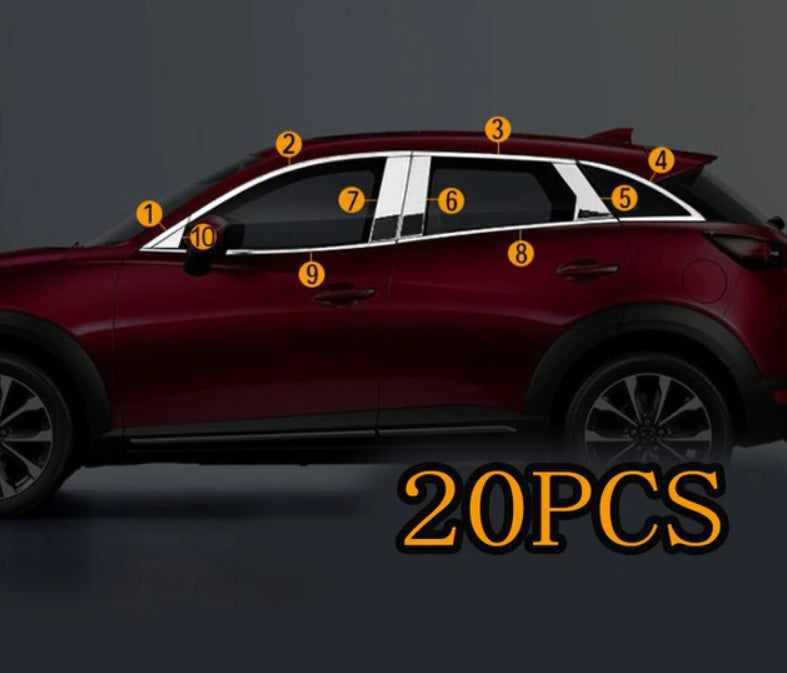 Mazda CX3 Chrom Zierleiste Zierstab Chromleiste A B C Säule Abdeckung